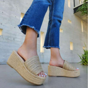 Sandalias de Plataforma Corrida con Doble Hebilla
