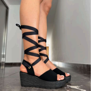 Alpargatas de Cuña Negro Elegante